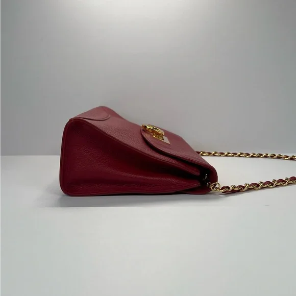 Kate Landry Shoulder Bag w/ Chain Strap - red/gold - Picture 6 of 15